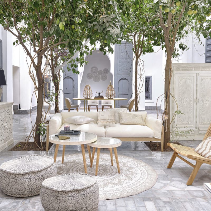 Tapis rond jute et coton tissé blanc D180 - miniature 5