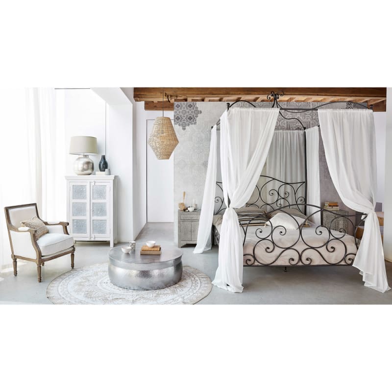 Tapis rond jute et coton tissé blanc D180 - miniature 12