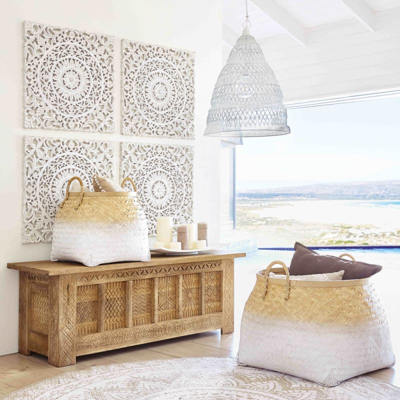 Tapis rond jute et coton tissé blanc D180 - miniature 11