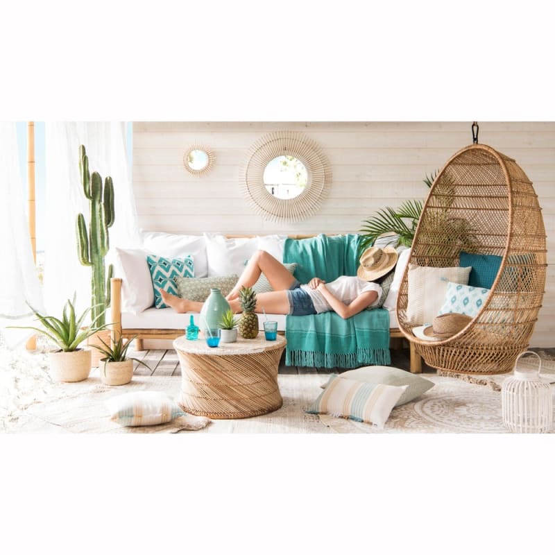 Tapis rond jute et coton tissé blanc D180 - miniature 13