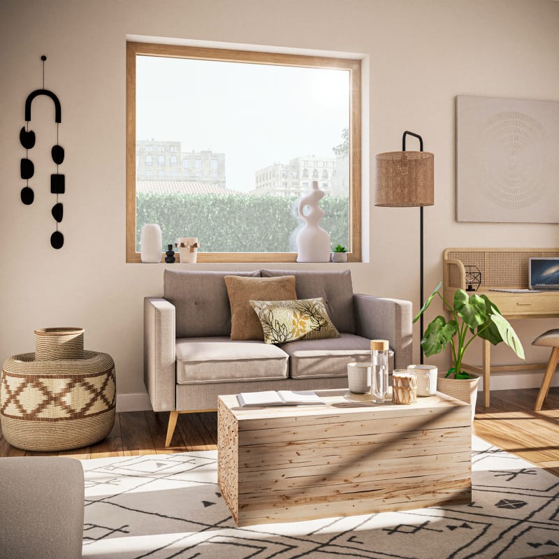 Tapis style berbère tufté écru motifs graphiques noirs 140x200 - miniature 8