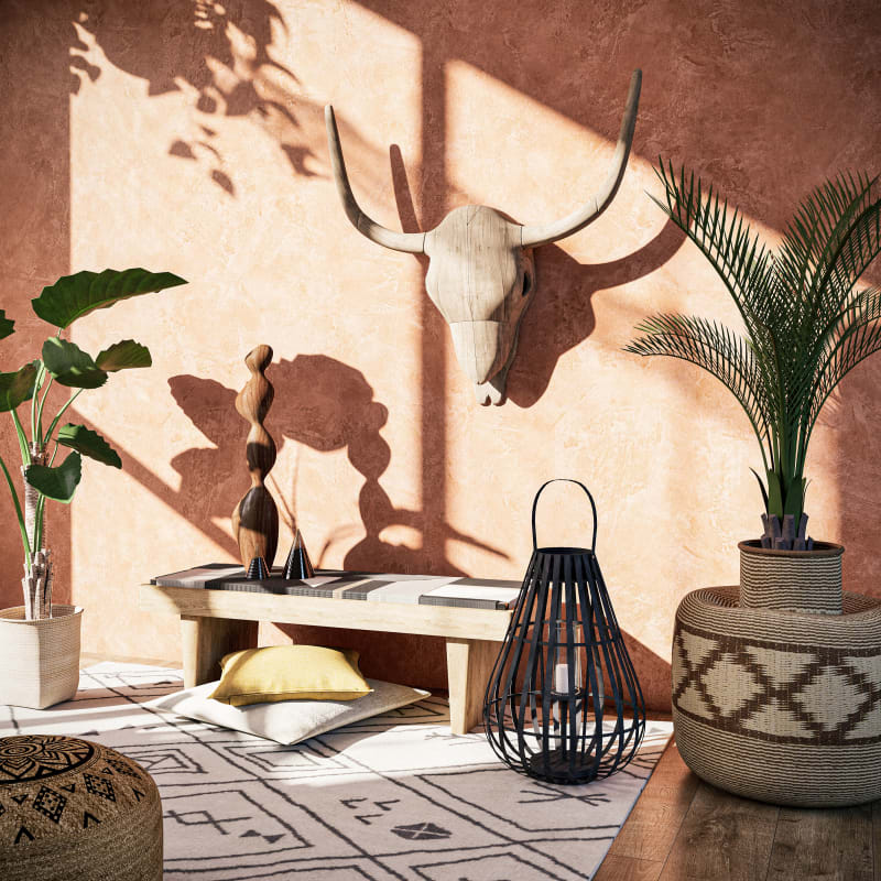 Tapis style berbère tufté écru motifs graphiques noirs 140x200 - miniature 7