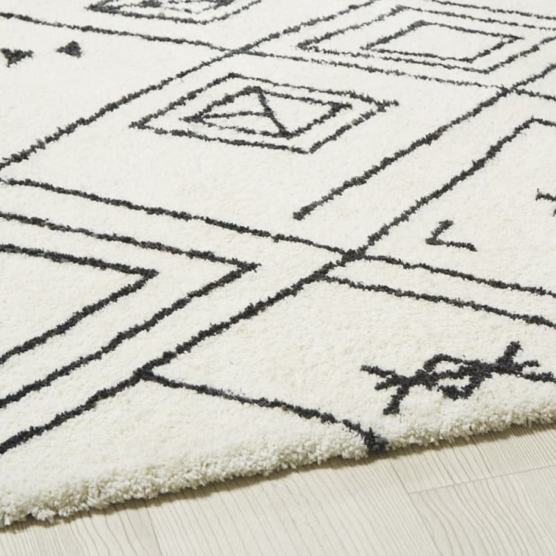 Tapis style berbère tufté écru motifs graphiques noirs 140x200 - miniature 2