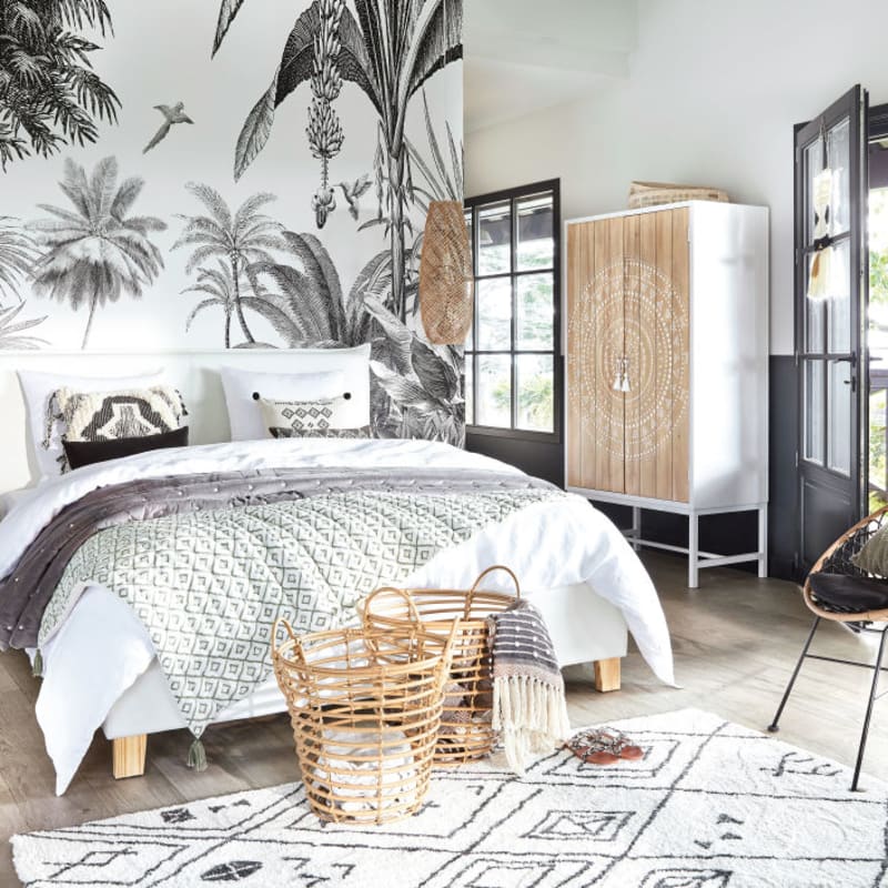 Tapis style berbère tufté écru motifs graphiques noirs 140x200 - miniature 15