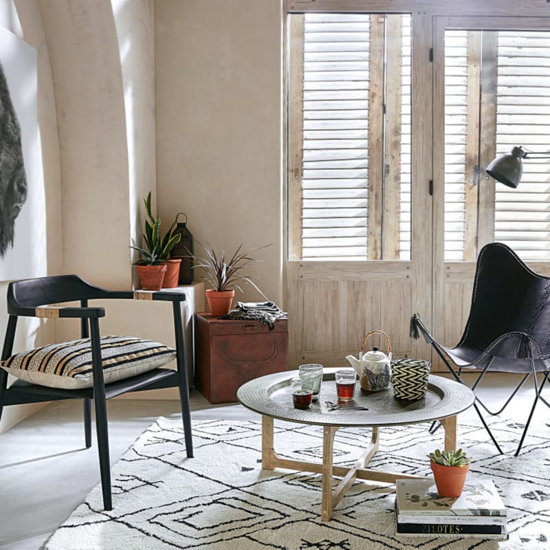 Tapis style berbère tufté écru motifs graphiques noirs 140x200 - miniature 13