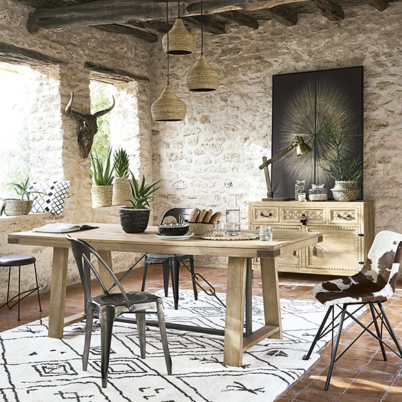 Tapis style berbère tufté écru motifs graphiques noirs 140x200 - miniature 14