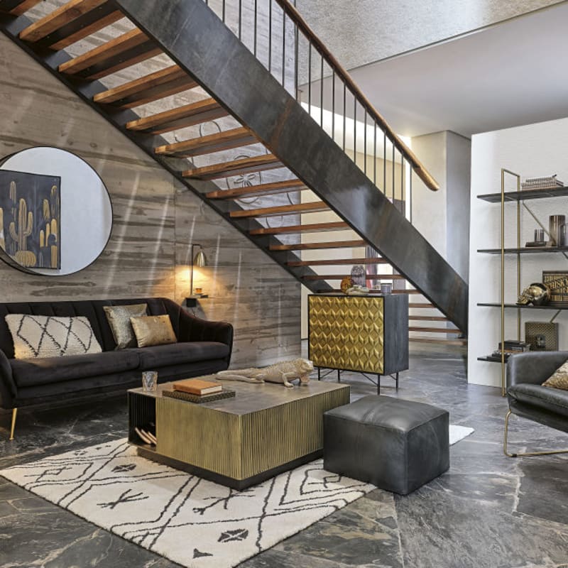 Tapis style berbère tufté écru motifs graphiques noirs 140x200 - miniature 12