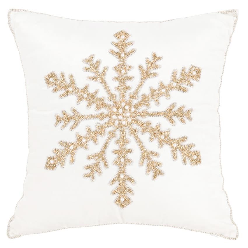 Lot De 4 Housses De Coussin De Noël Brodées - Motifs Flocons Et Rennes, Flanelle Douce, 45x45 Cm