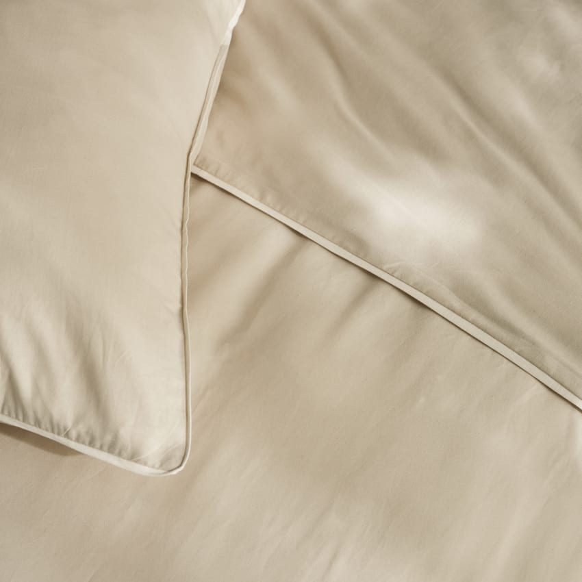 Parure De Lit 240x260 Cm Beige Orchidée Blanche - 3 Pièces Polycoton Avec Fermeture Éclair | Adulte 2 Personnes