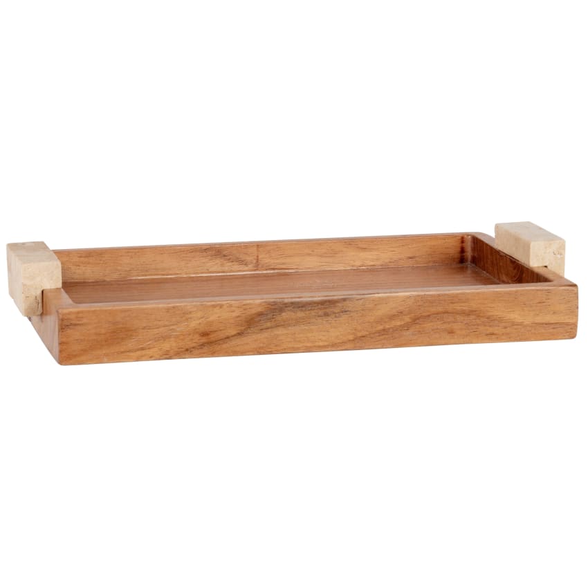 Houten dienblad, rechthoekig, 32 x 20 x 2 cm, antibacterieel, anti-schimmel, keukendienblad voor thee, dranken, koffie, snacks, fruit, huis, keuken