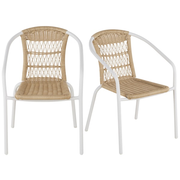 Maisons du Monde - Bamba - Lote de 2 sillas de exterior de resina beige y acero