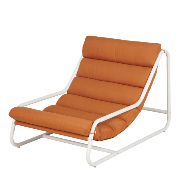 Maisons du Monde - Ozanne - Silla de exterior de acero blanco y tela reciclada color ladrillo