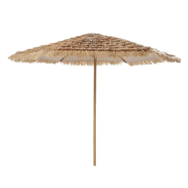 Maisons du Monde - Paillotte - Sombrilla cuadrada efecto madera de 2,5x2,5 m con flecos