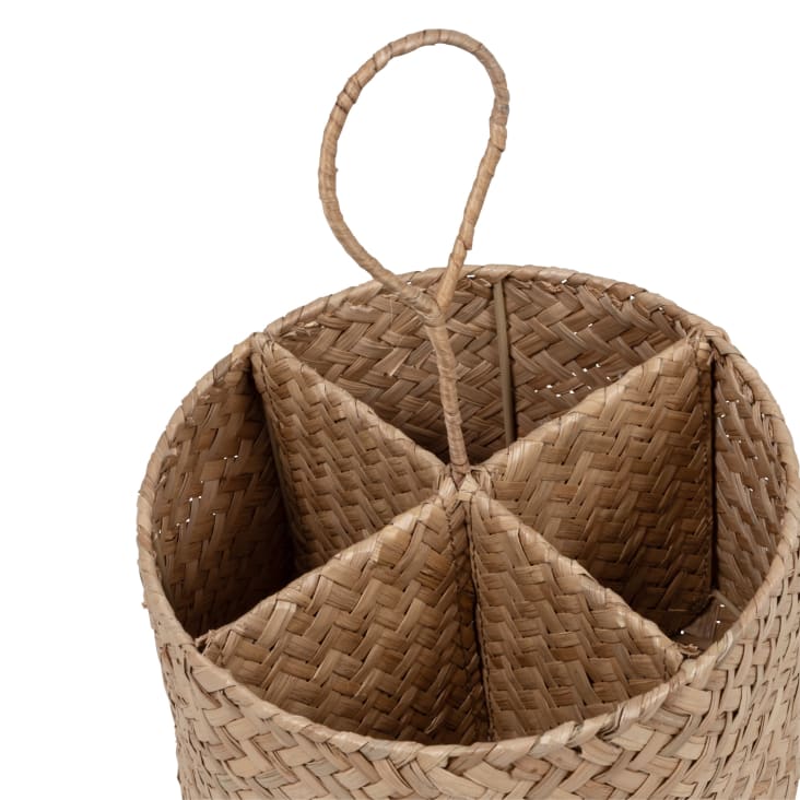 Cestino Portabottiglie In Zostera Marina - Intrecciato A Mano - Per 2 Bottiglie - Decorazione Naturale - Foto 8