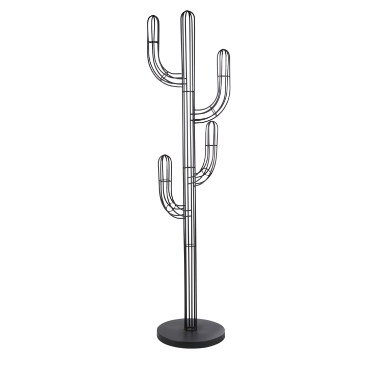 Porte-manteaux teck naturel sur pied, métal et bois h175cm