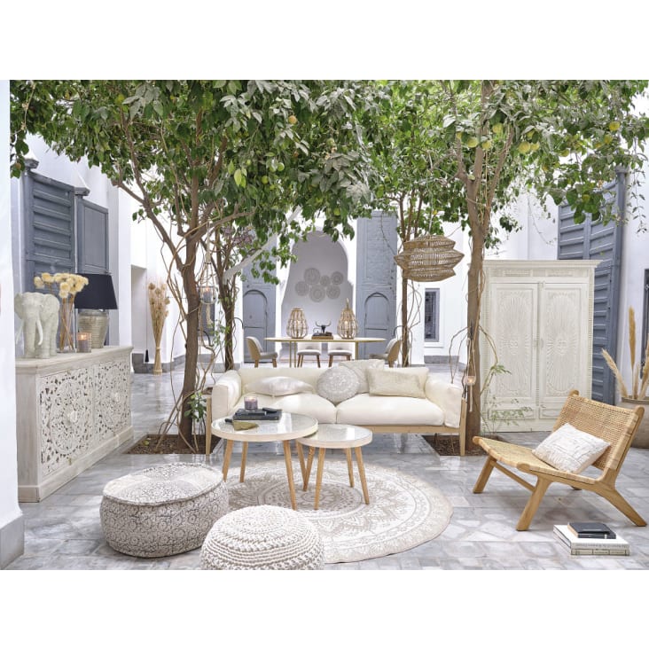 Kaylabon Seconde chance - Tables gigognes blanches motifs gravรฉs et verre Kayla ...