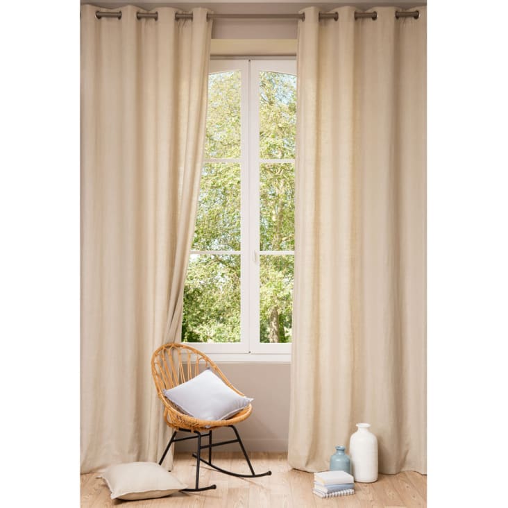 Tenda A Occhielli Laneetal In Finto Lino Grigio Scuro 140x245 Cm – Effetto Naturale E Semitrasparente
