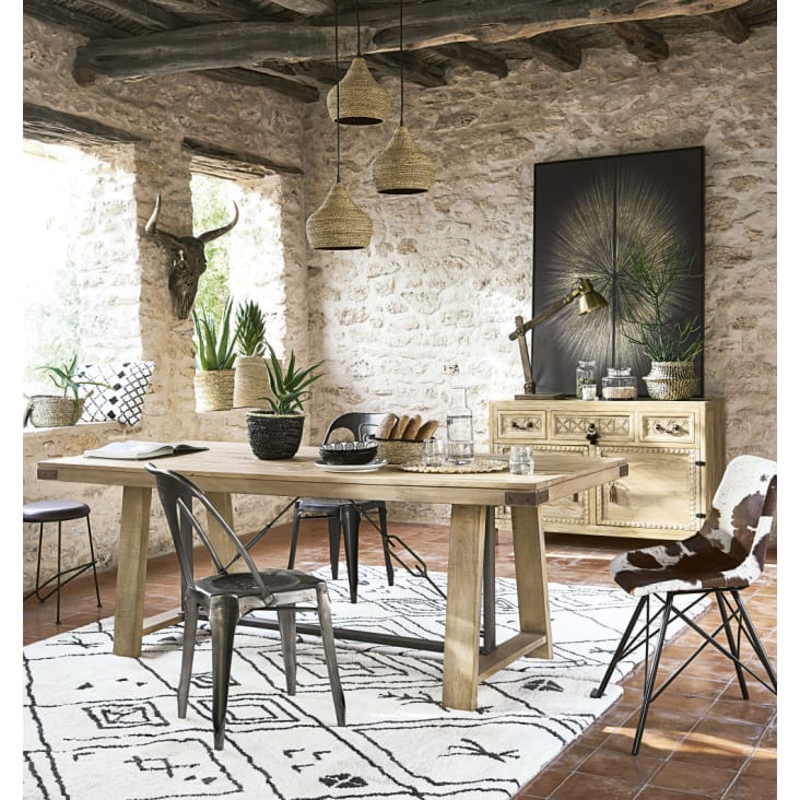 Figuren Shop GmbH Rilievo Parete Cranio-Bufalo Con Indiano Motivo Scultura Da Parete, Decorazioni Per Parete, Dipinto A Mano, Da Appendere