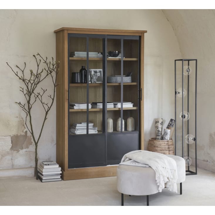 Vitrine 2 portes en pin massif et verre trempé Ventura | Maisons du Monde