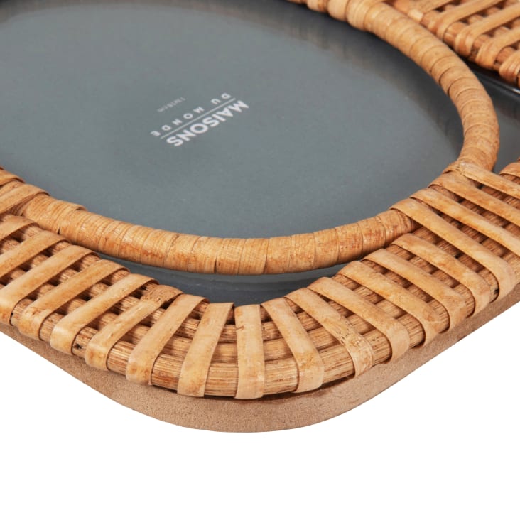Atout Ciel Tapis Rond en Jute tressé, Bicolore Naturel et Kaki, 80 cm