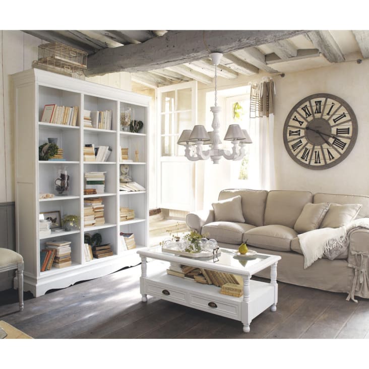 Scandinavische vloerlamp beige met wit glas - Wisp
