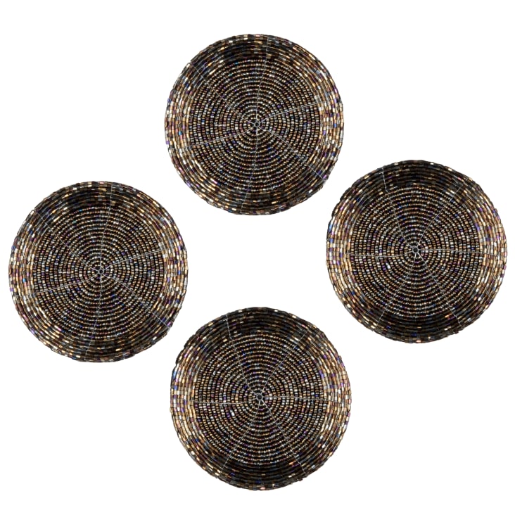 Radicaln Set van 6 vierkante zwarte marmeren onderzetters van 8,9 cm (3