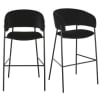2 Barstühle für gewerbliche Nutzung aus schwarzem Samt und Metall, H78cm