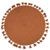 Alfombra infantil redonda caramelo y dorado con pompones D110 cm