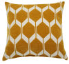 Almofada em tecido de veludo jacquard com motivos gráficos em amarelo-mostarda 45x45