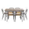 Set mit Gartentisch und 6 Stühlen aus anthrazitgrauem Aluminium und Eukalyptusholz