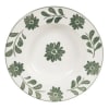 Assiette creuse en céramique blanche motif floral vert