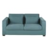 Ausziehbares 2/3-Sitzer-Sofa mit blaugrünem Bezug aus Baumwolle und Leinen, Matratze 6cm