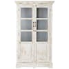 Armário com portas de vidro de madeira de mangueira branco largura 105