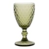Bicchiere verde con stelo a effetto diamante