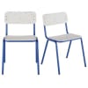Blauwe metalen stoelen voor professioneel gebruik van gerecycleerd Le Pavé®-plastic met meerkleurig terrazzo-effect (x2)