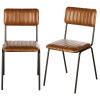 Bruine stoelen van leer en zwart metaal voor professioneel gebruik (x2)