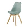 Cadeira de estilo escandinavo de polipropileno verde e hévea