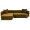 Canapé d'angle gauche 4/5 places en velours coloris bronze