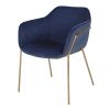 Chaise en velours bleu foncé et métal doré