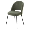 Chaise en velours vert kaki et acier noir