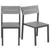 Chaises à dîner de jardin en composite gris clair et aluminium gris anthracite (x2)