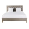 Gepolstertes Bett aus Leinen mit Lattenrost, taupe, 180x200cm