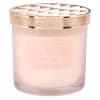 Vela perfumada em copo de vidro cor-de-rosa com metal dourado 350g