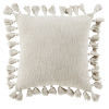 Cojín de algodón reciclado tejido en beige con borlas, 50x50