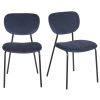 Conjunto de 2 cadeiras profissionais em metal preto e veludo azul-marinho