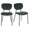Conjunto de 2 cadeiras profissionais em metal preto e veludo verde