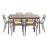 Conjunto de mesa de exterior y 6 sillas de aluminio gris antracita y madera de eucalipto