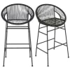 Barstühle für gewerbliche Nutzung aus schwarzem Kunstharz und schwarzem Metall, Set aus 2