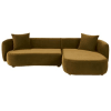 Canapé d'angle droit 4/5 places en velours coloris bronze