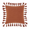Cuscino in cotone terracotta con pompon 50x50 cm